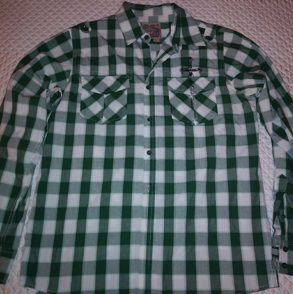 Pacific Blue Mens Short Sleeve Button Down